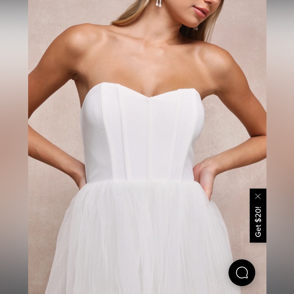 Lulus Exquisite Enchantment White Tulle Tiered Strapless Gown - Picture 3 of 4